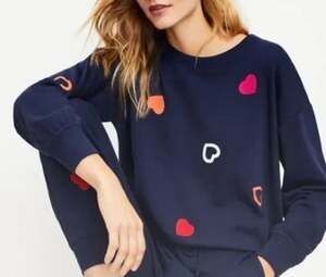 Lou & Grey Navy Heart Print Crewneck Sweatshirt
